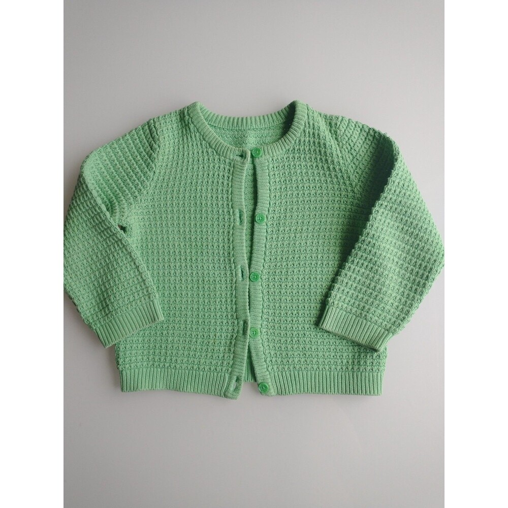 Hanna Andersson ORGANIC Cotton Pointelle Knit Cardigan Sweater Green 2T 3T